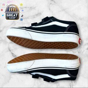 Vans Kids Size 1 Black & White Old Skool Velcro Sneakers Skate Shoes Durable Can